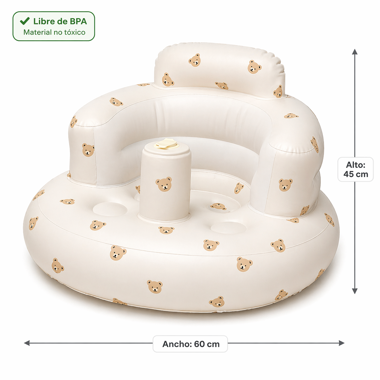 Sofá Inflable para Bebé con Soporte Ergonómico y Base Antideslizante
