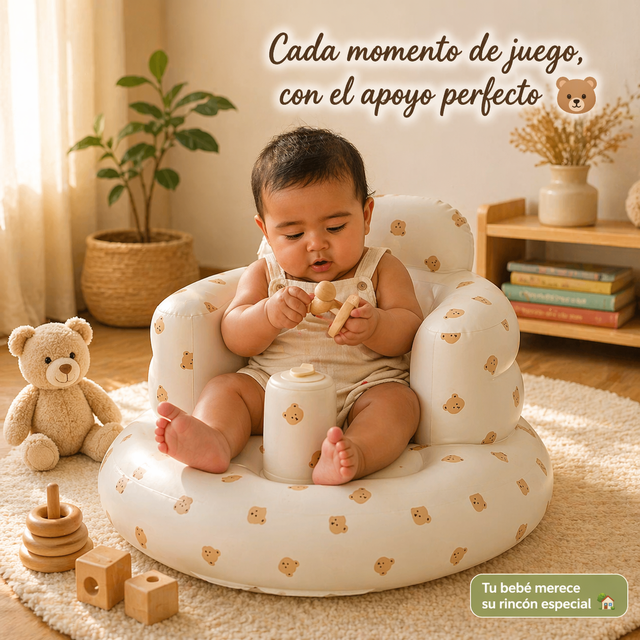 Sofá Inflable para Bebé con Soporte Ergonómico y Base Antideslizante